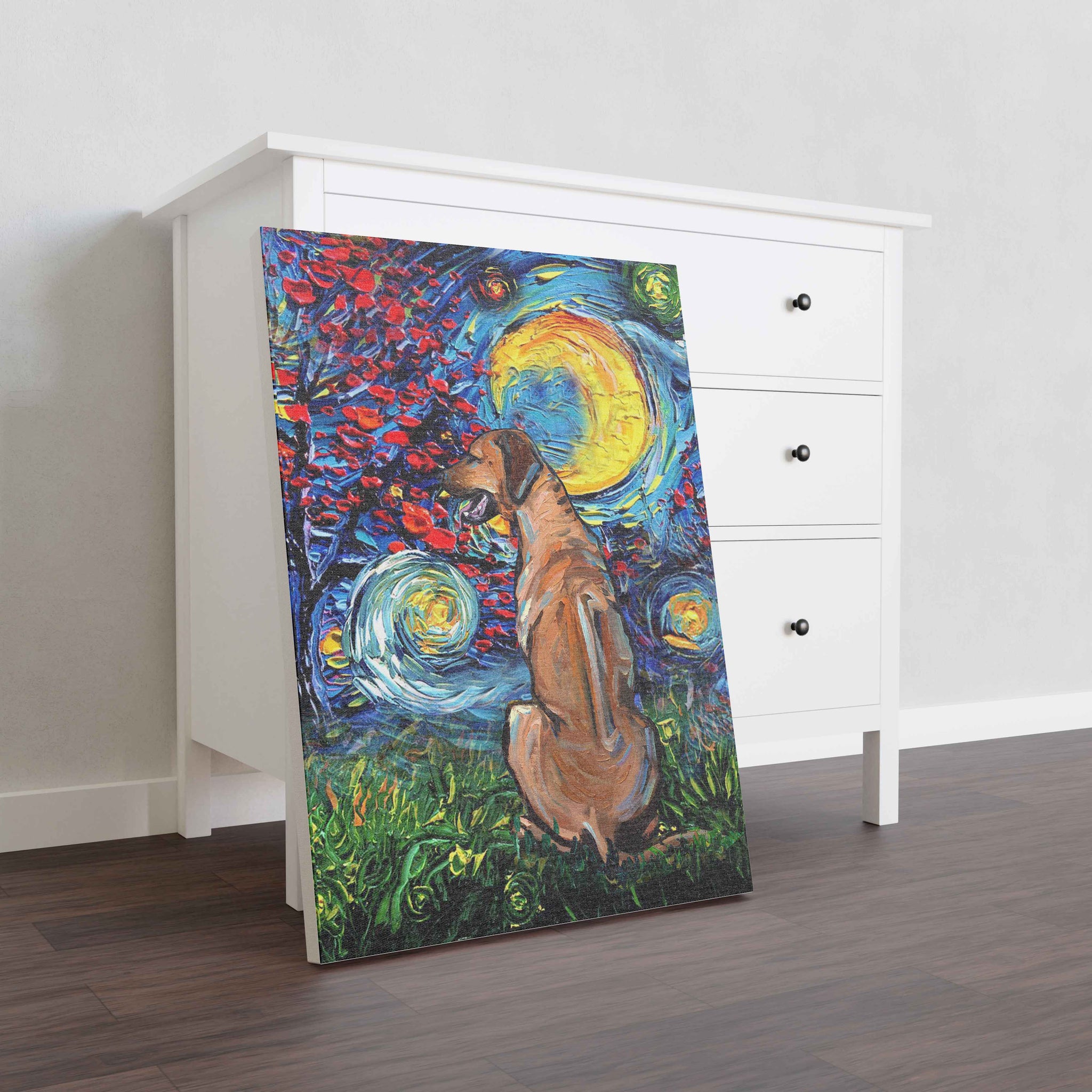 Skitongifts Poster No Frame, Wall Art, Home Decor Rhodesian Ridgeback Dog Starry Night Style Halloween-TT1008