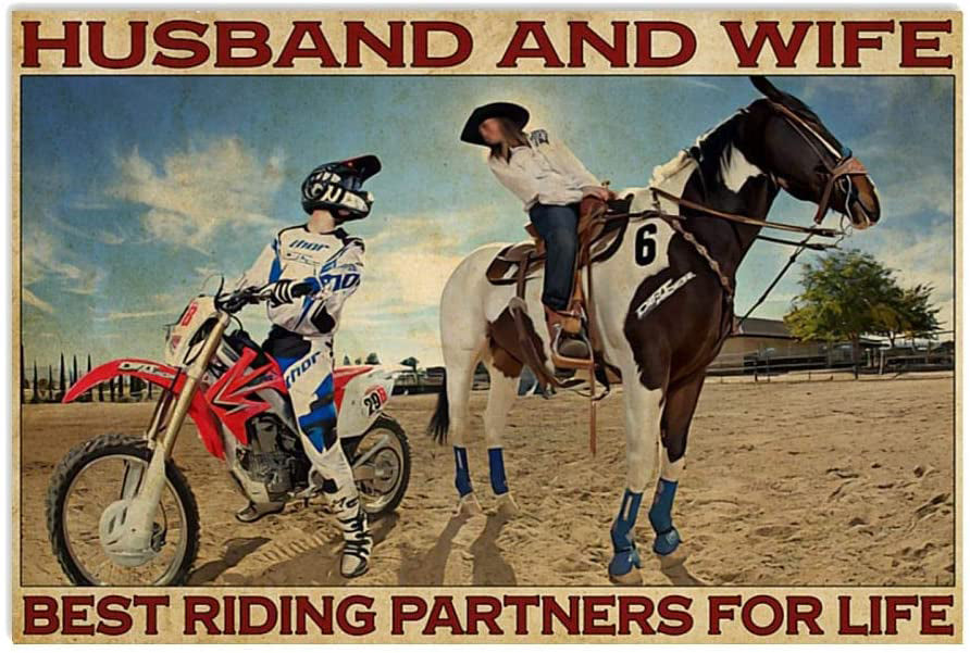 Riding Horse and Motor Couple Husband and Wife Best Riding Landscape
