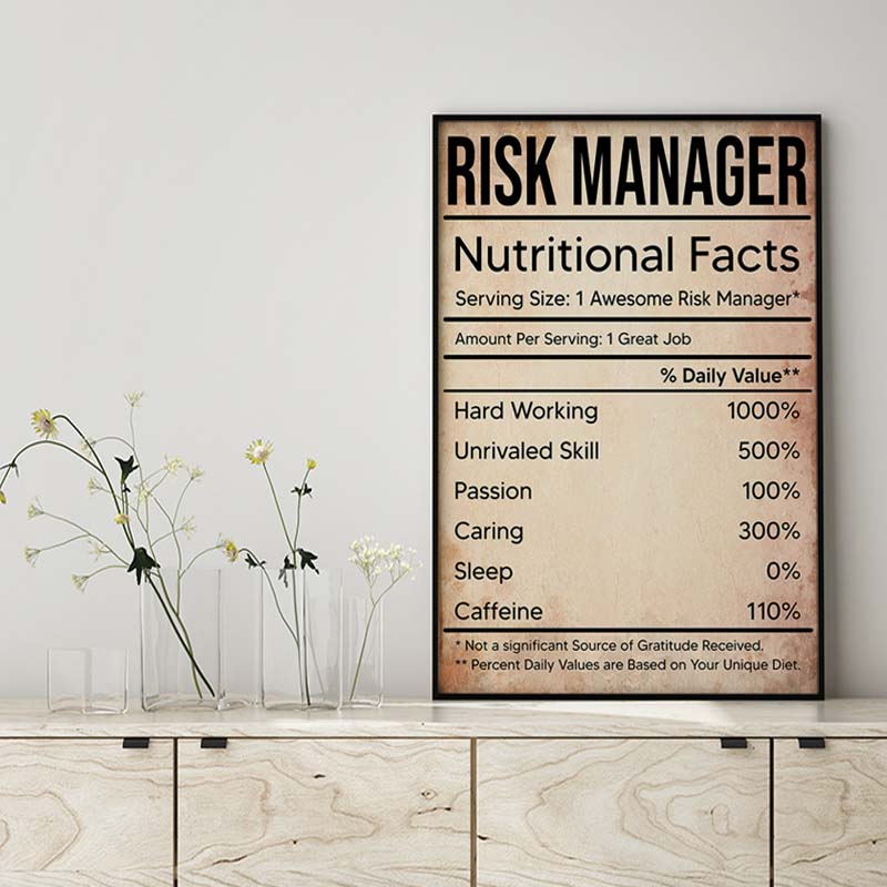 Skitongifts Wall Decoration, Home Decor, Decoration Room Risk Manager Risk Manager Nutritional Facts Label Personalized-MH2309