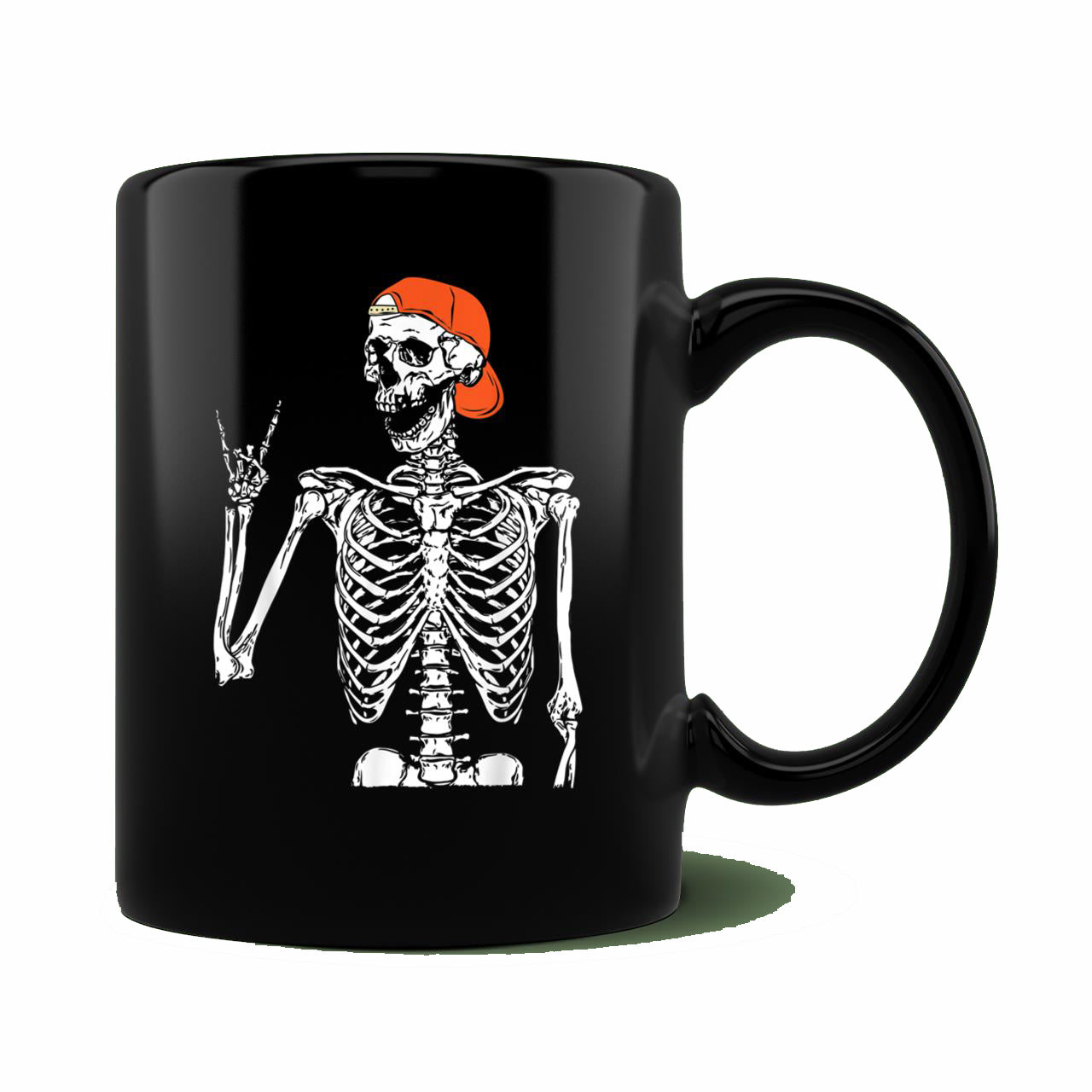 Skitongift Ceramic Novelty Coffee Mug Rocker Skeleton Hand Rock On Funny Spooky Halloween Mug
