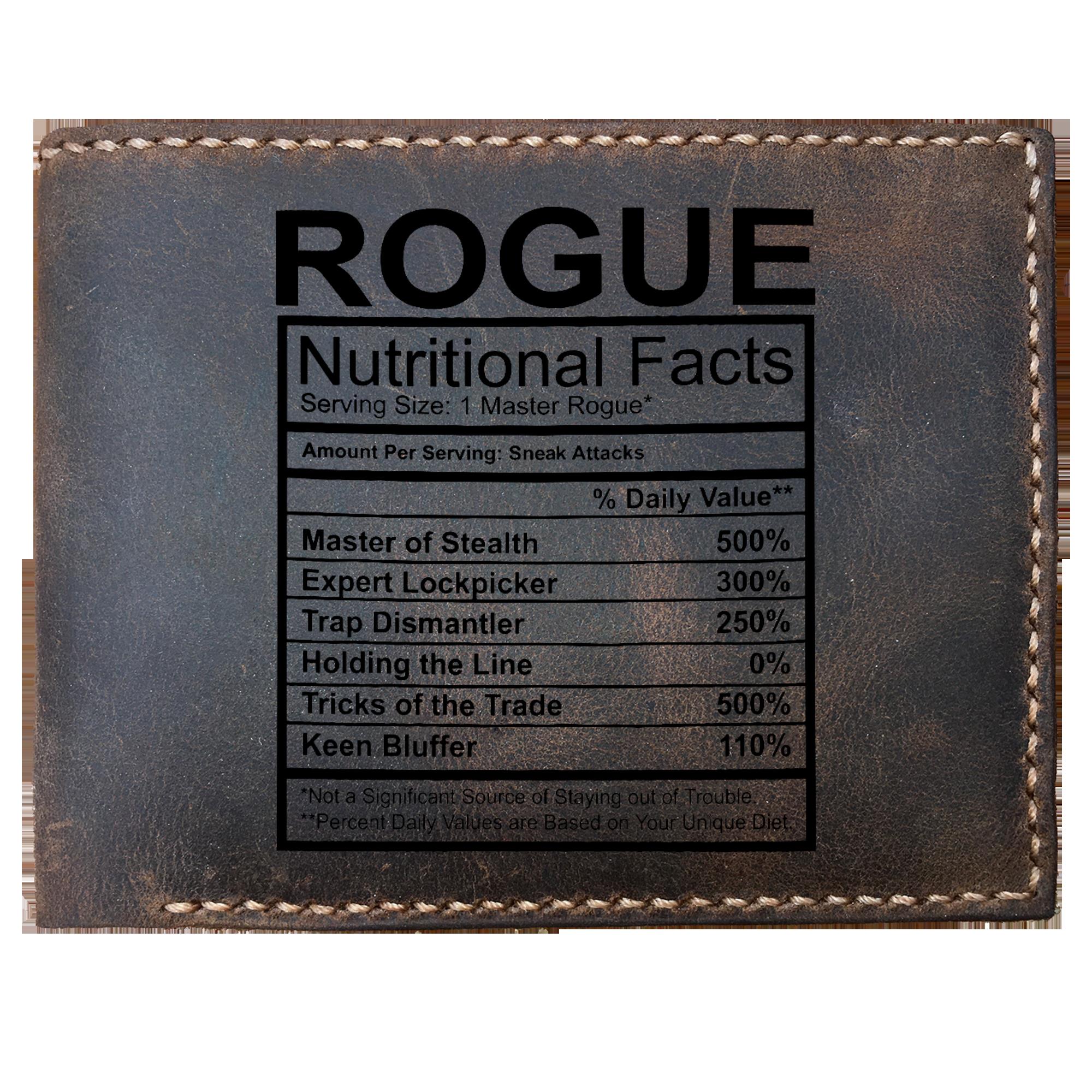 Skitongifts Funny Custom Laser Engraved Bifold Leather Wallet For Men, Rogue Nutritional Facts