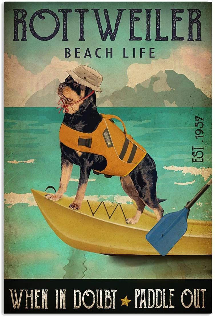Rotweiler Beach Life When In Doubt Paddle Out Pet Love Quote Funny