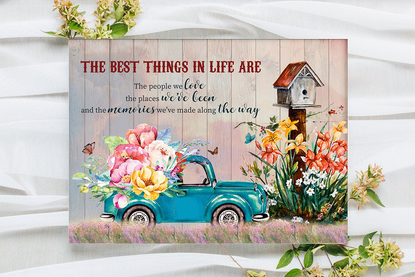 Rusty Truck With Flowers Poster The Best Things In Life