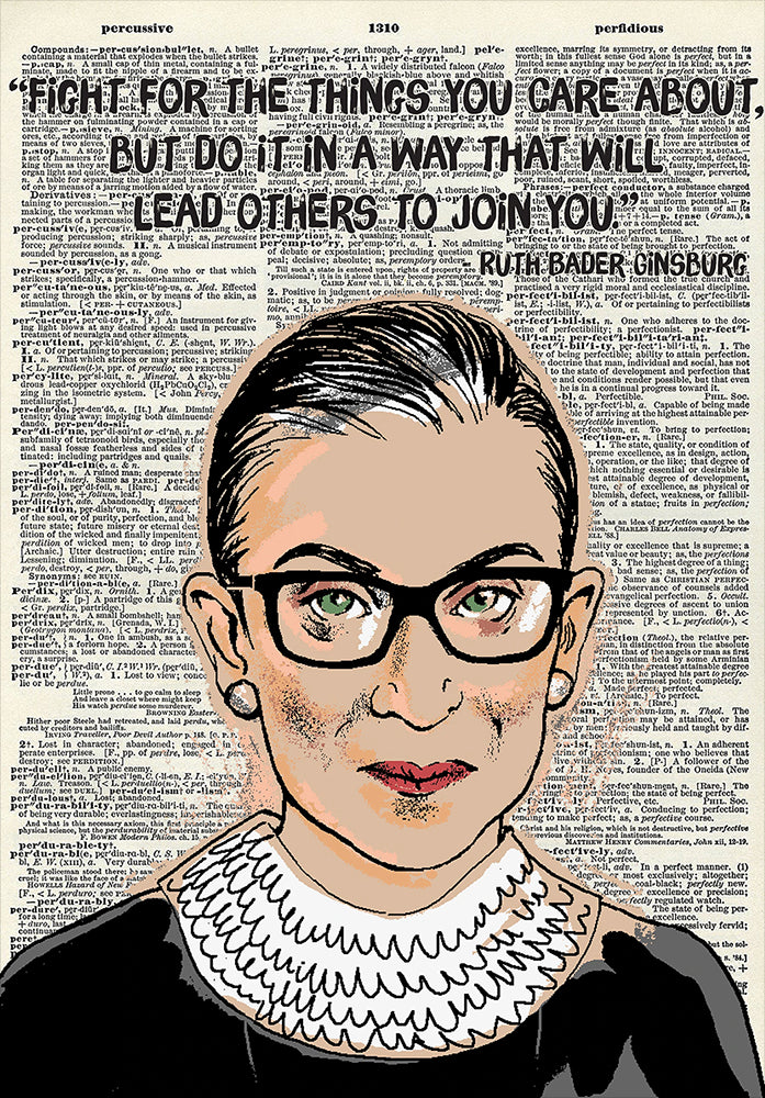 Ruth Bader Ginsburg Quote Fight For The Things You Care Motivational Wall Art TT3107