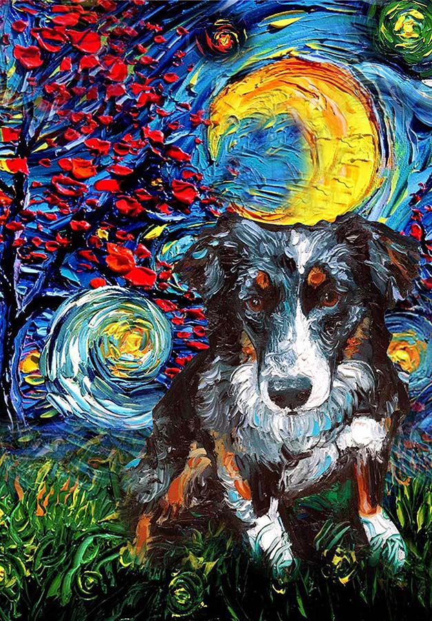 Australian Shepherds Dog Starry Night Style Halloween-TT1008