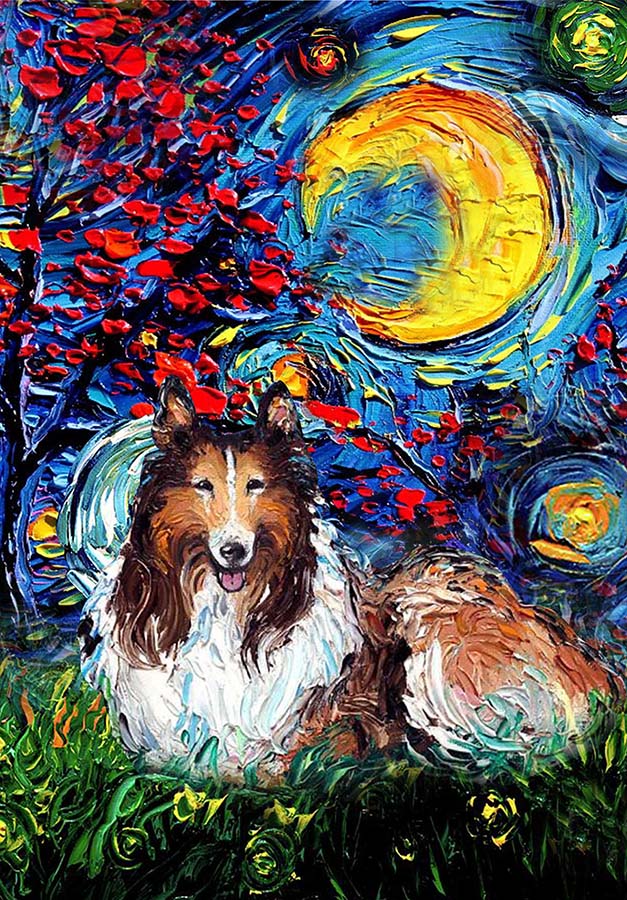 Collie Dog Starry Night Style Halloween-TT1008