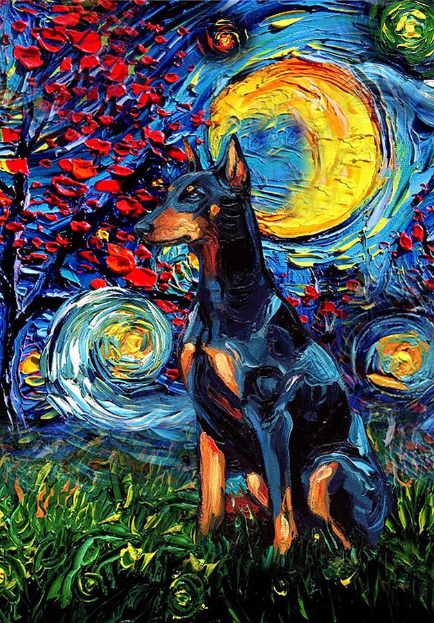 Doberman Dog Starry Night Style Halloween-TT1008