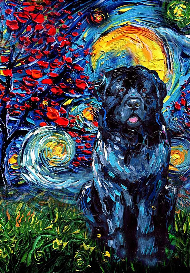 Newfoundland Dog Starry Night Style Halloween-TT1008