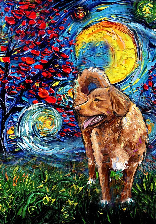 Nova Scotia Duck Dog Starry Night Style Halloween-TT1008