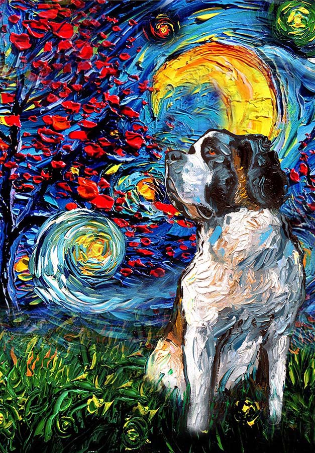 Saint Bernard Dog Starry Night Style Halloween-TT1008