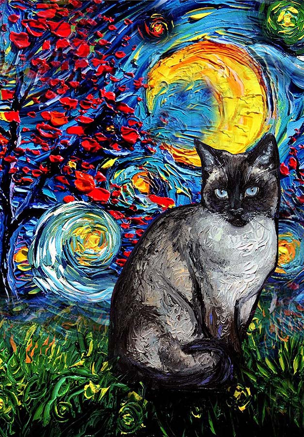 Siamese Cat Starry Night Style Halloween-TT1008