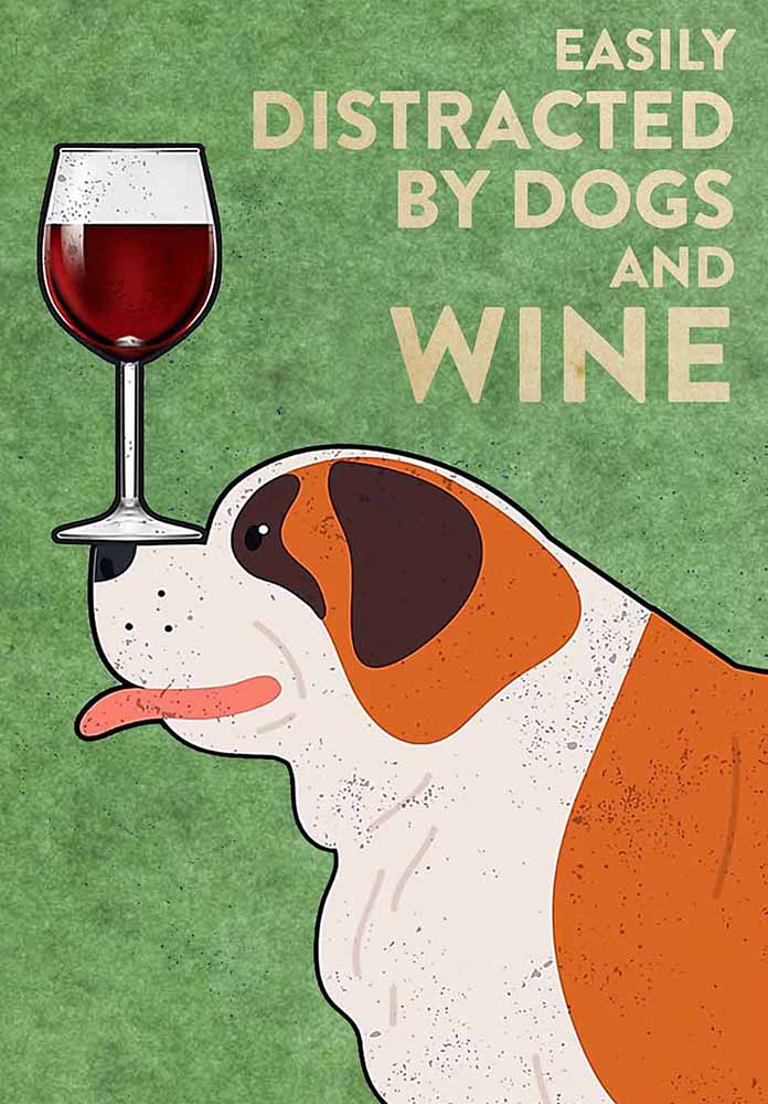 Saint Bernard Easily Distracted By Dogs And Wine-TT2708
