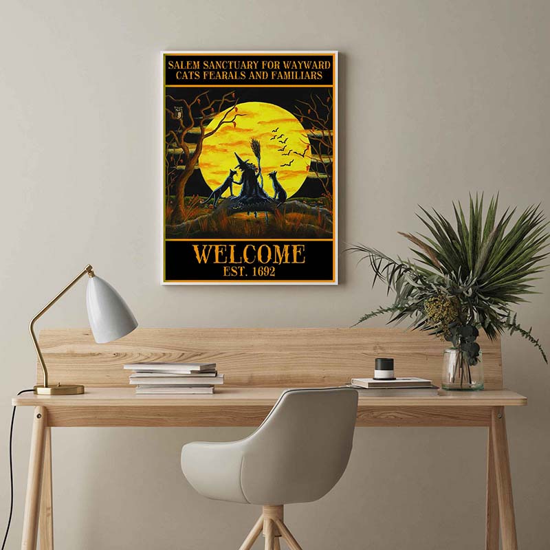 Skitongifts Wall Decoration, Home Decor, Decoration Room Salem Sanctuary For Wayward Cat Ferals And Familiars Welcome TT0203