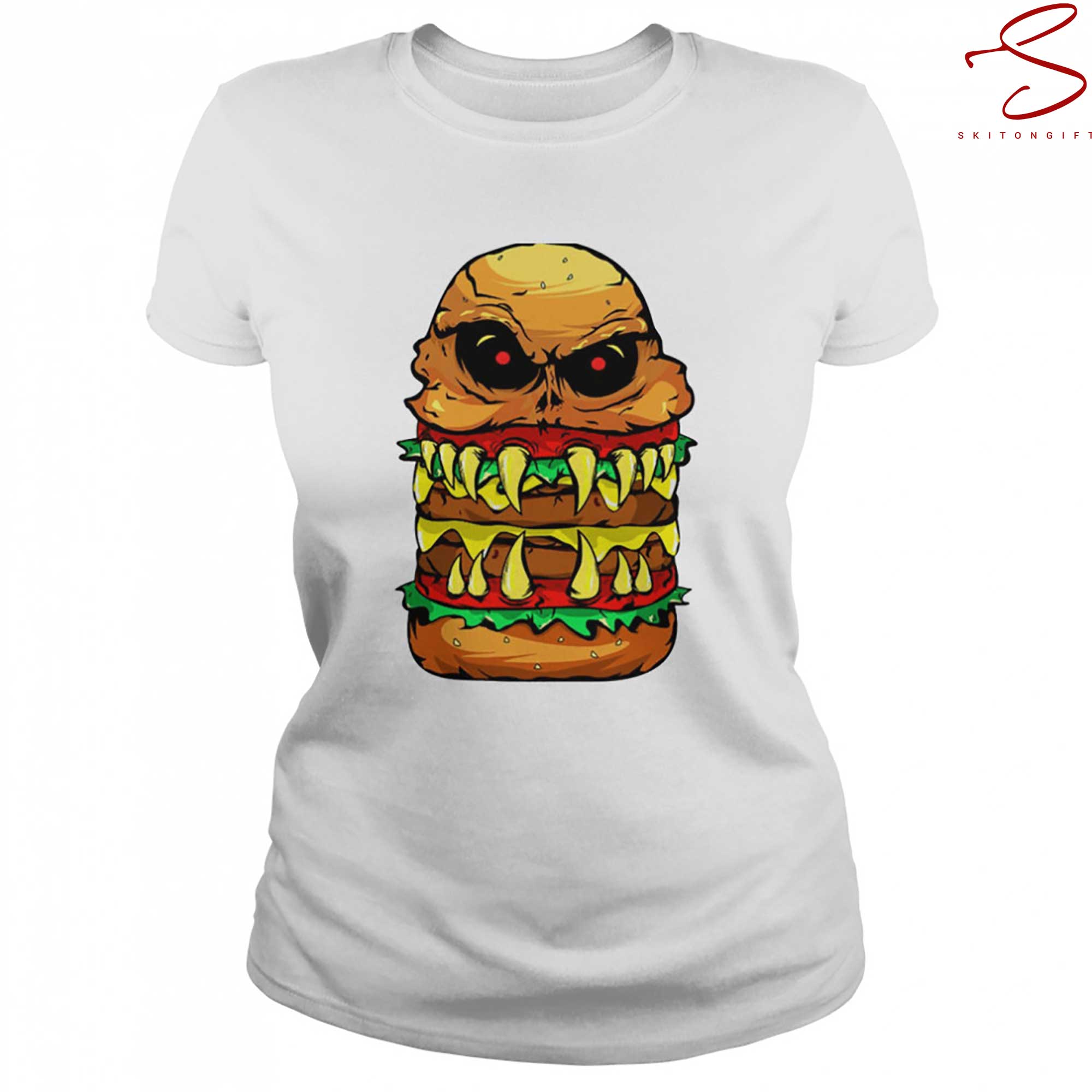 Skitongift Scary Cheeseburger For Burger Person T Shirt