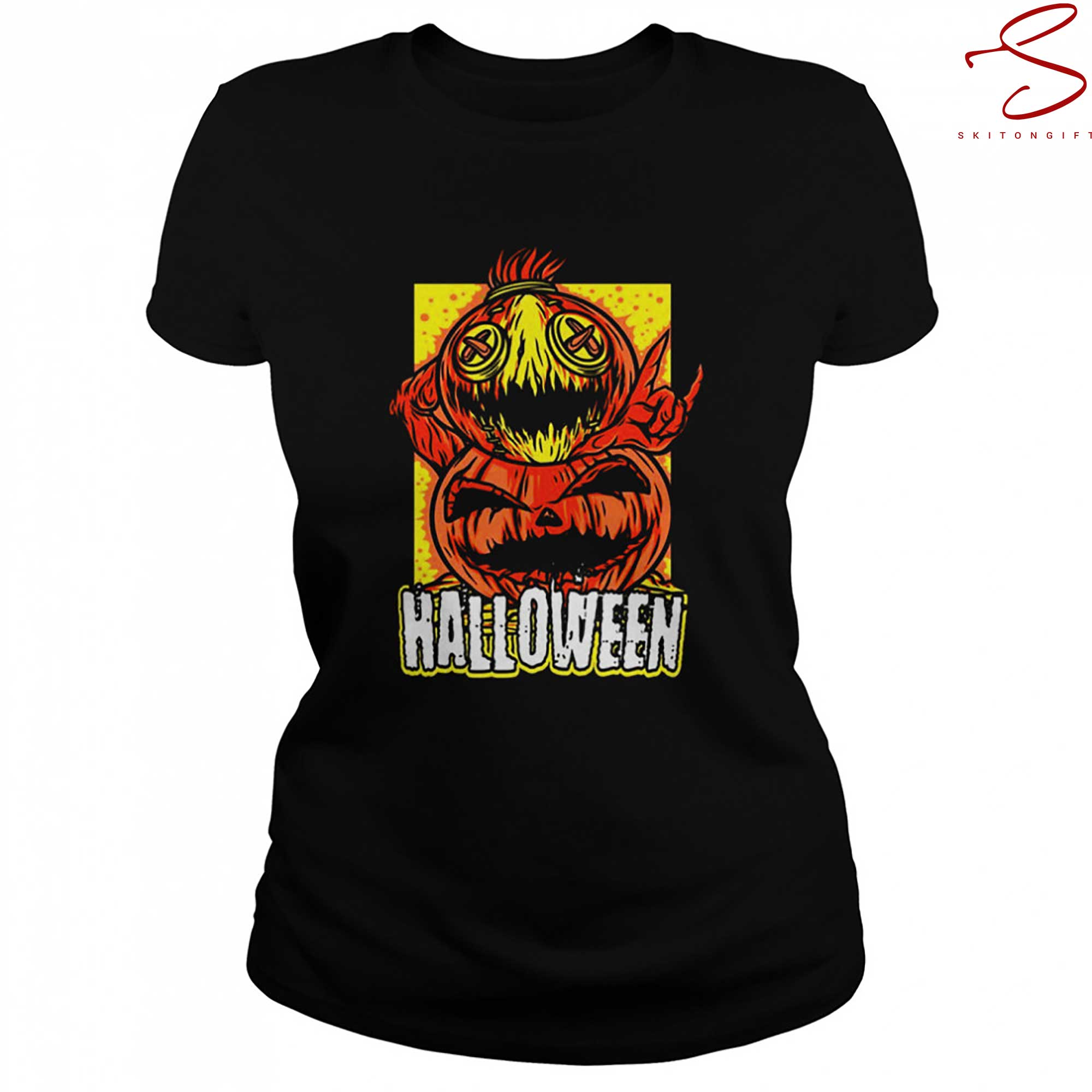 Skitongift Scary Design For Halloween Scary Pumpkin T Shirt