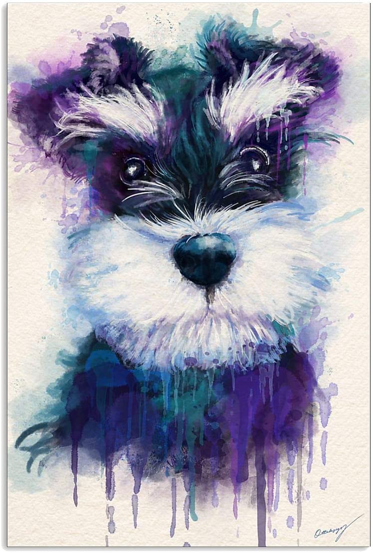 Schnauzer Dog Portrait Water Color