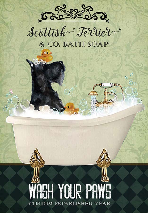 Scottish Terrier Dog In Bathtub Bath Soap Established Wash Your Paws TT0309