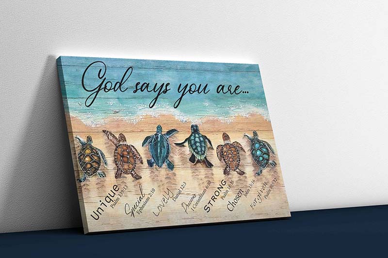 Skitongifts Wall Decoration, Home Decor, Decoration Room Sea Turtle God Say You Are Unique Special Lovely Precious Flower TT1902