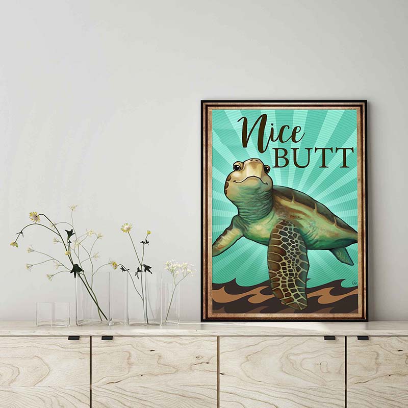 Skitongifts Wall Decoration, Home Decor, Decoration Room Sea Turtle Nice Butt TT1902