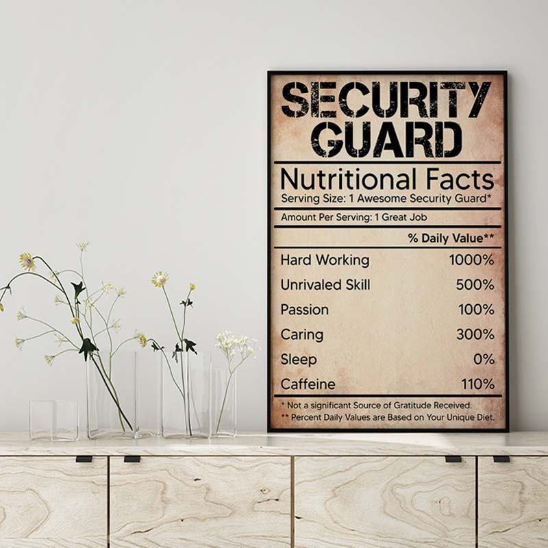 Skitongifts Wall Decoration, Home Decor, Decoration Room Security Guard Nutritional Facts Label MH1809