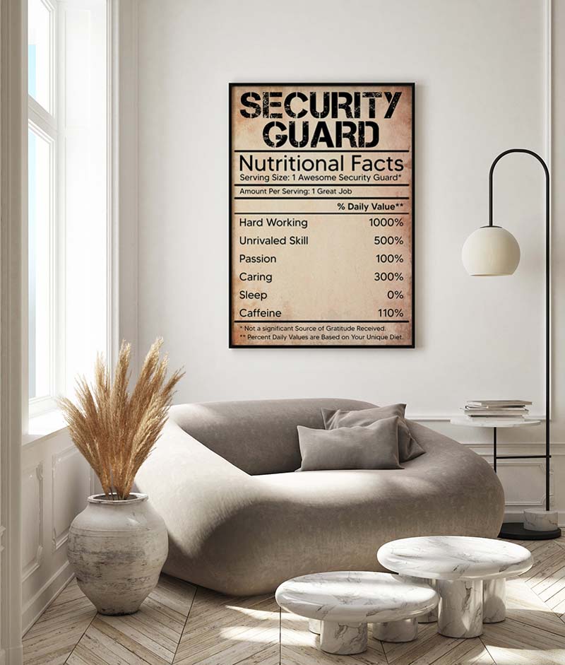 Skitongifts Wall Decoration, Home Decor, Decoration Room Security Guard Nutritional Facts Label MH1809