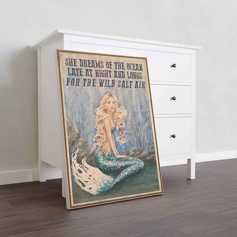 Skitongifts Wall Decoration, Home Decor, Decoration Room She Dreams Of The Ocean Late At Night And Longs For The Wild Salt Air-TT0801