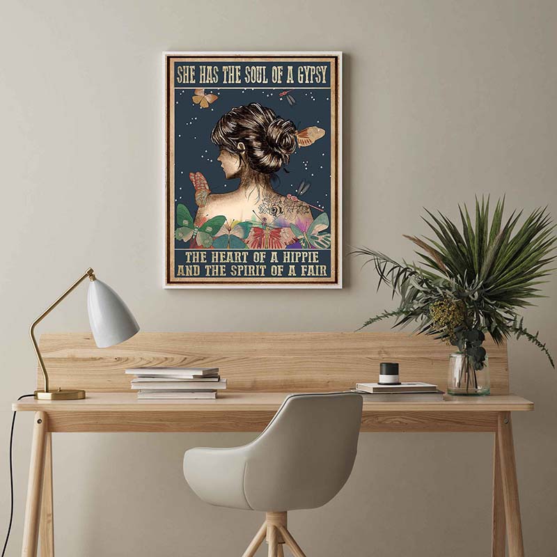 Skitongifts Wall Decoration, Home Decor, Decoration Room She Has The Soul Of A Gypsy The Heart Of A Hippie Butterflies TT1602