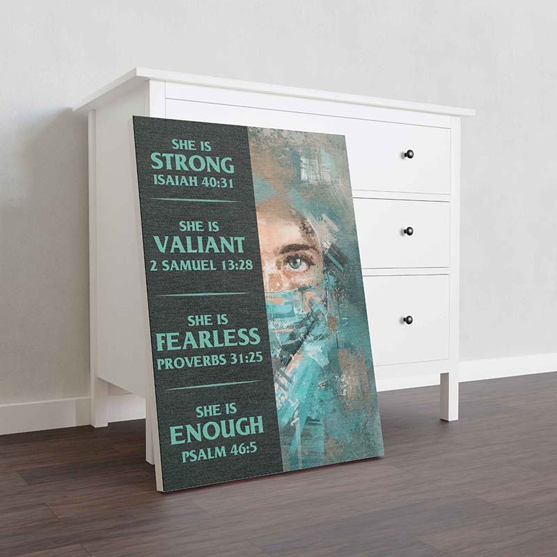 Skitongifts Wall Decoration, Home Decor, Decoration Room She Is Strong She Is Valiant She Is Fearless She Is Enough-TT0311