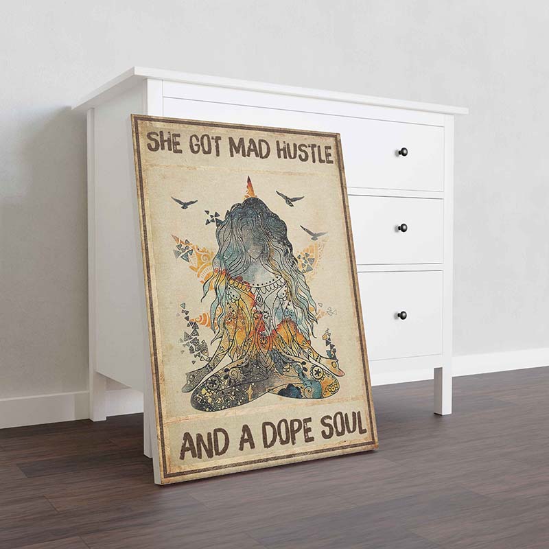 Skitongifts Wall Decoration, Home Decor, Decoration Room She Got Mad Hustle And A Dope Soul For Yoga Lover-TT1311