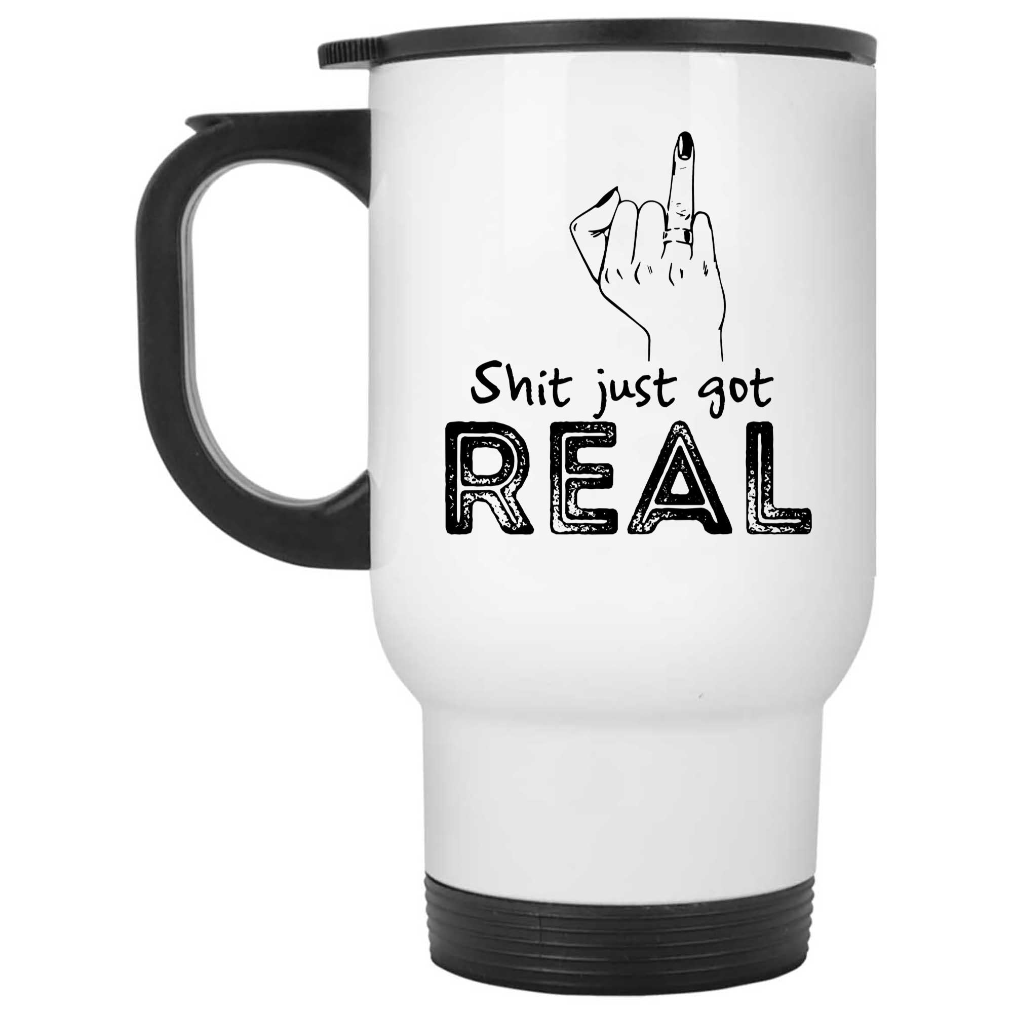 Skitongifts Funny Ceramic Novelty Coffee Mug Shit Just Got Real Funny Engagement 2iFkO71