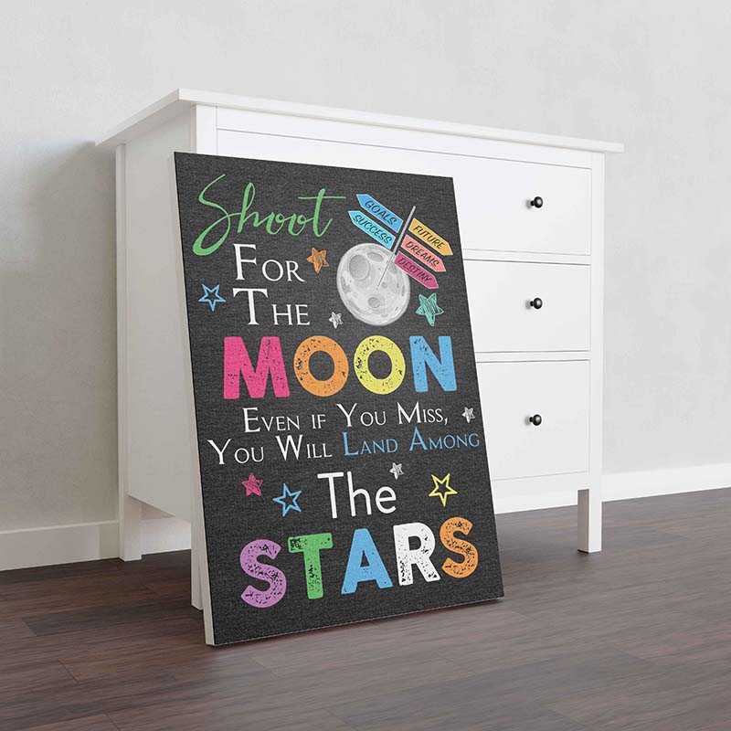 Skitongifts Wall Decoration, Home Decor, Decoration Room Shoot For The Moon Even If You Miss, You Will Land Among The Star-TT1610