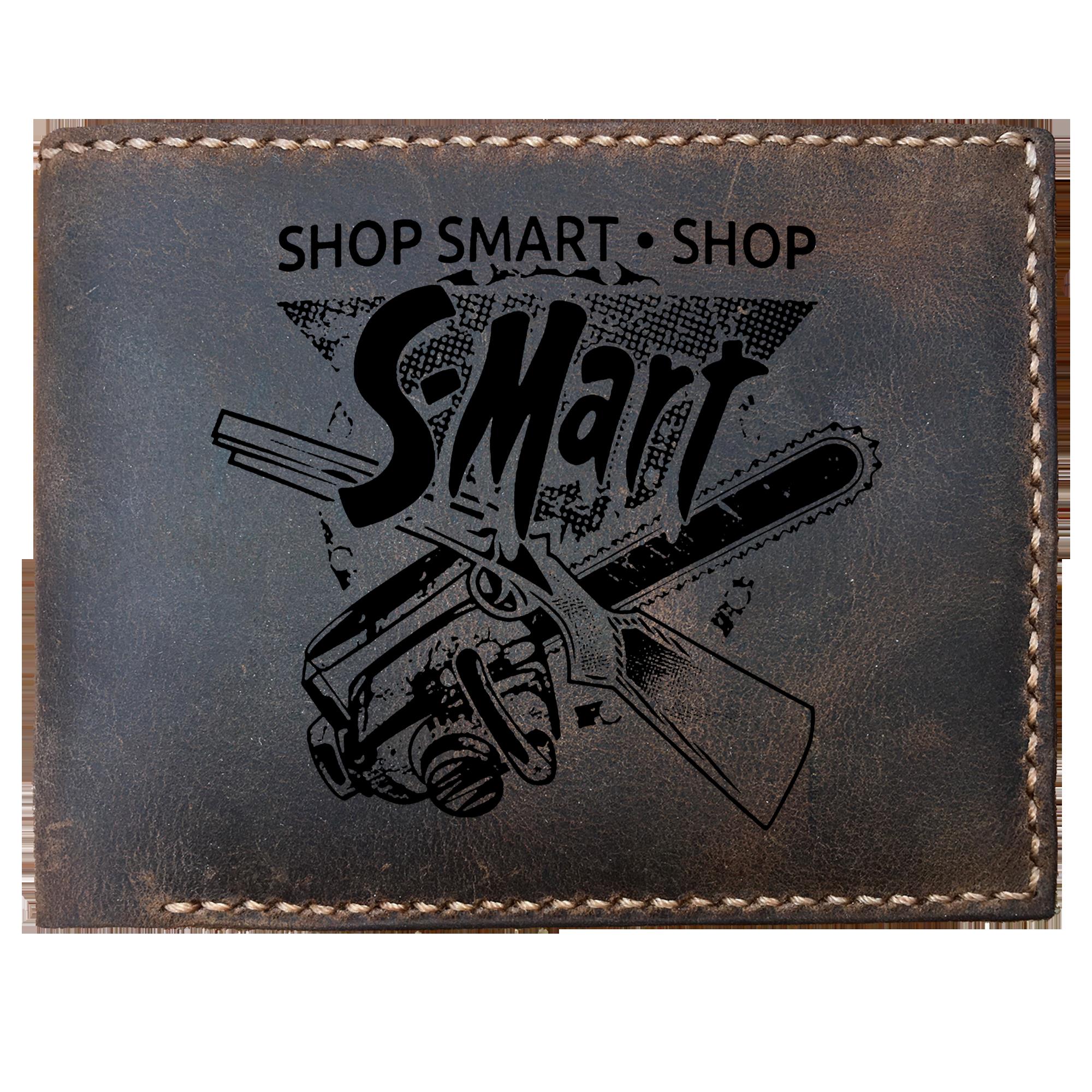 Skitongifts Funny Custom Laser Engraved Bifold Leather Wallet For Men, Shop Smart Shop