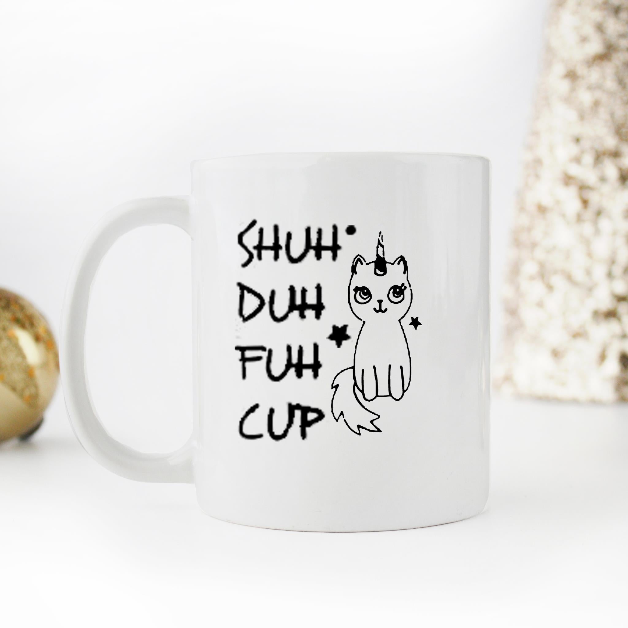 Skitongifts Funny Ceramic Novelty Coffee Mug Shuh Duh Fuh Cup Caticorn Funny aBNRqex