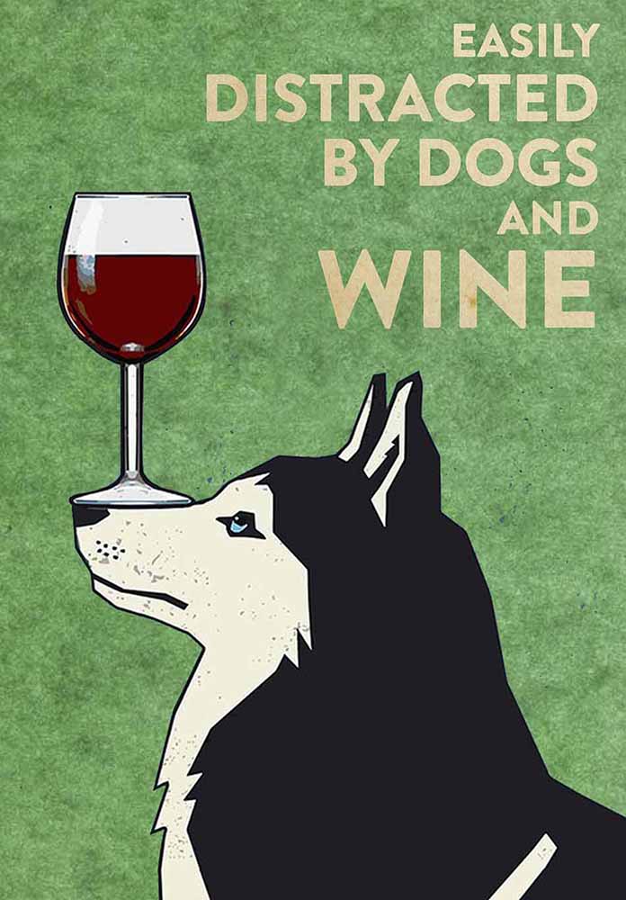 Siberian Husky Easily Distracted By Dogs And Wine-TT2708