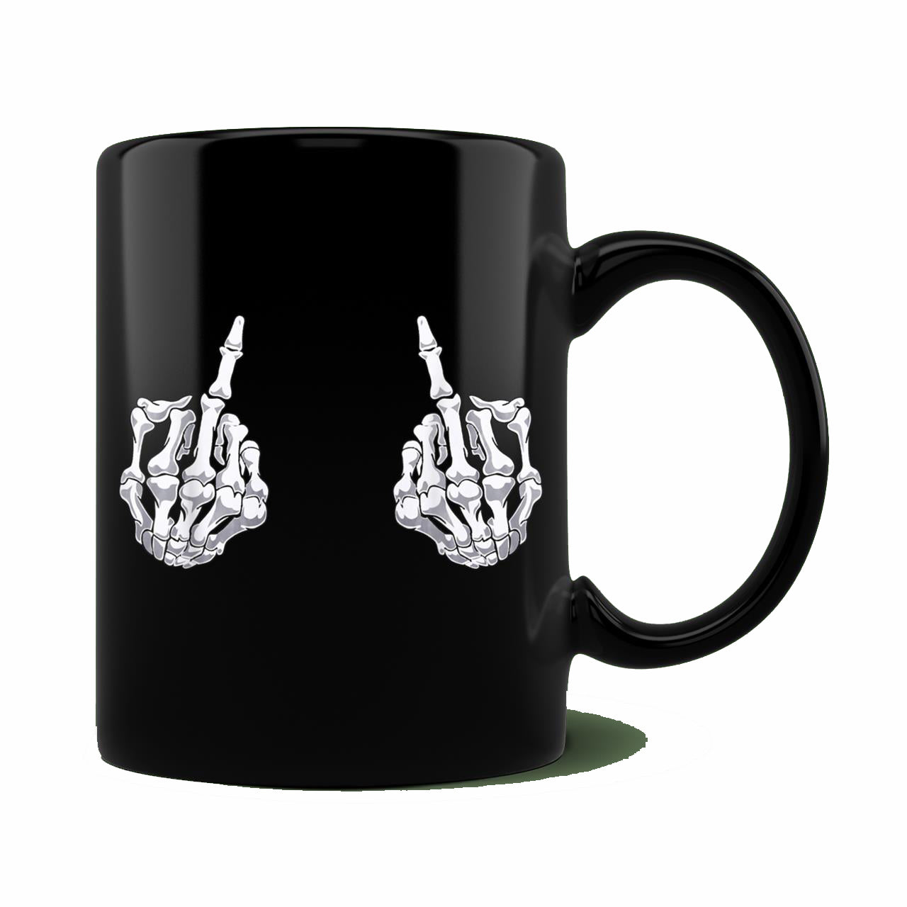 Skitongift Ceramic Novelty Coffee Mug Skeleton Hand Spooky Halloween Bones Middle Finger Skull Mug