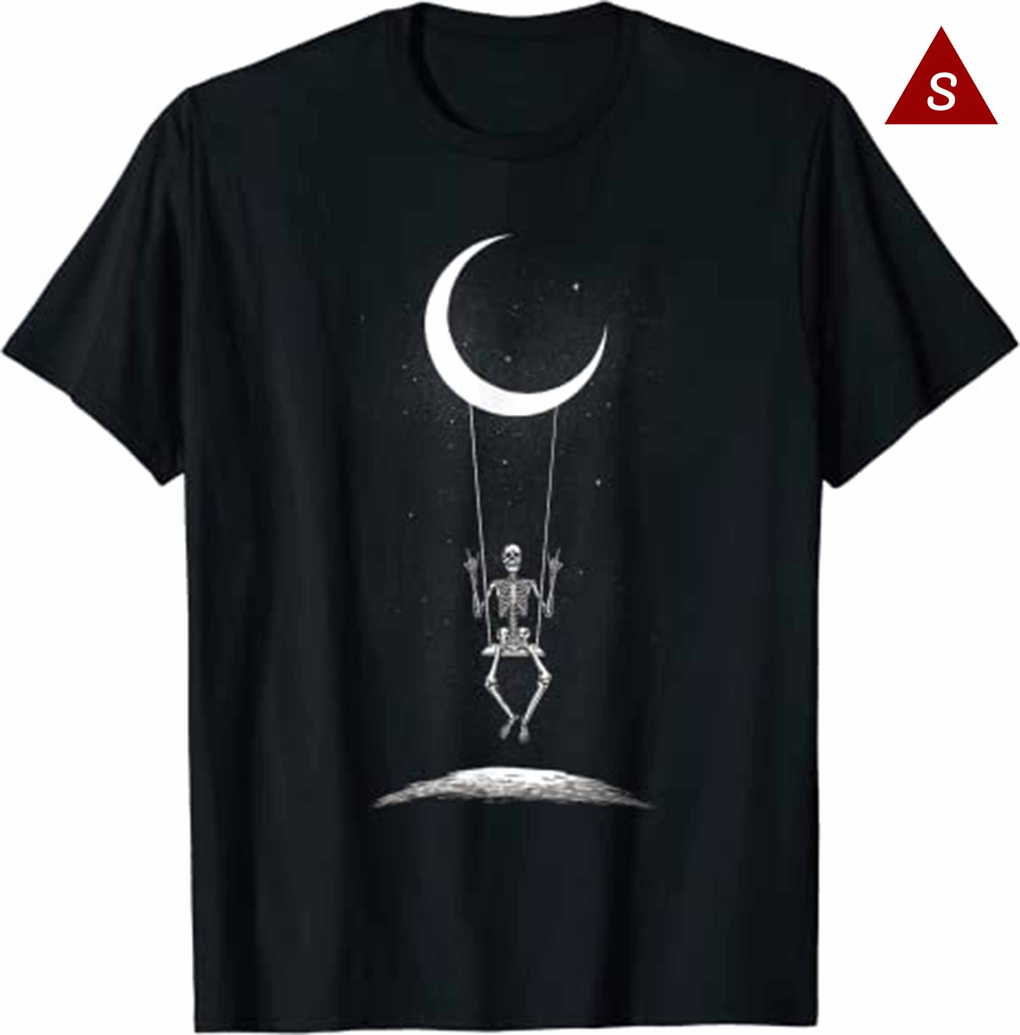 Skitongift Skeleton Rock On Moon Spooky Halloween Rock Band Concerts T Shirt