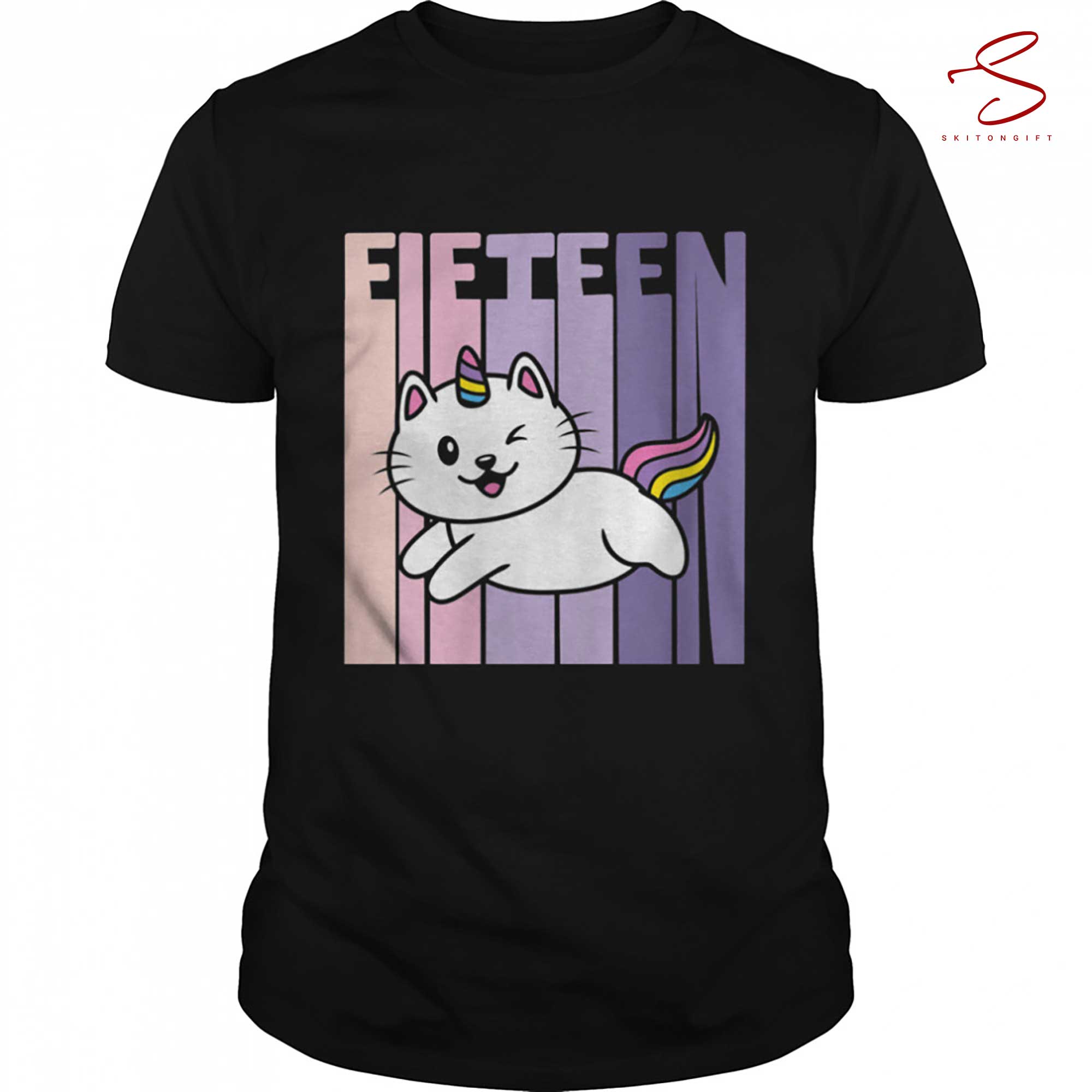 Skitongift 15 Year Old Cute Caticorn Cat Unicorn Birthday Girl Bday Shirt