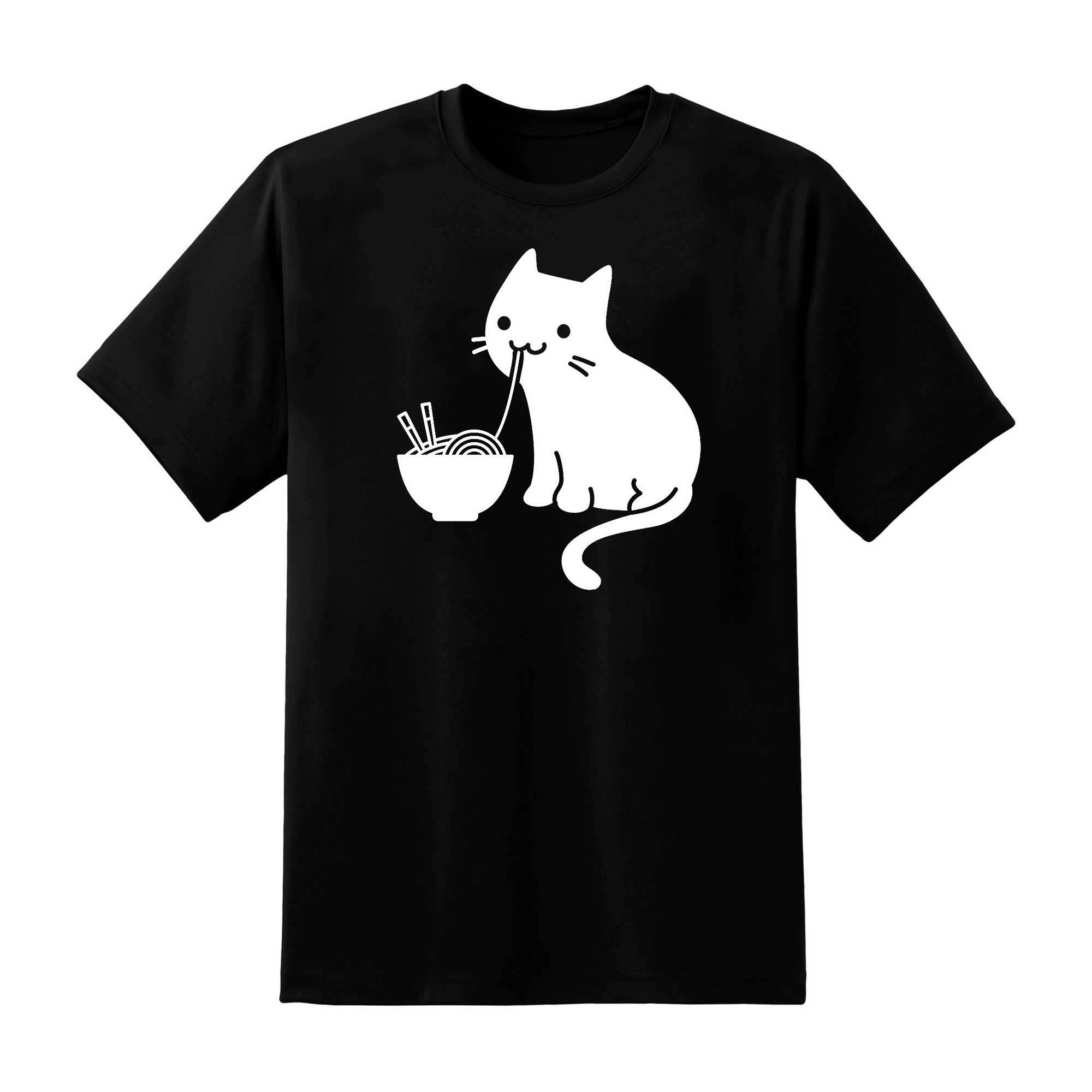 Skitongift Skitongift Cute Cat Eating Ramen Essential T Shirt Funny Shirts