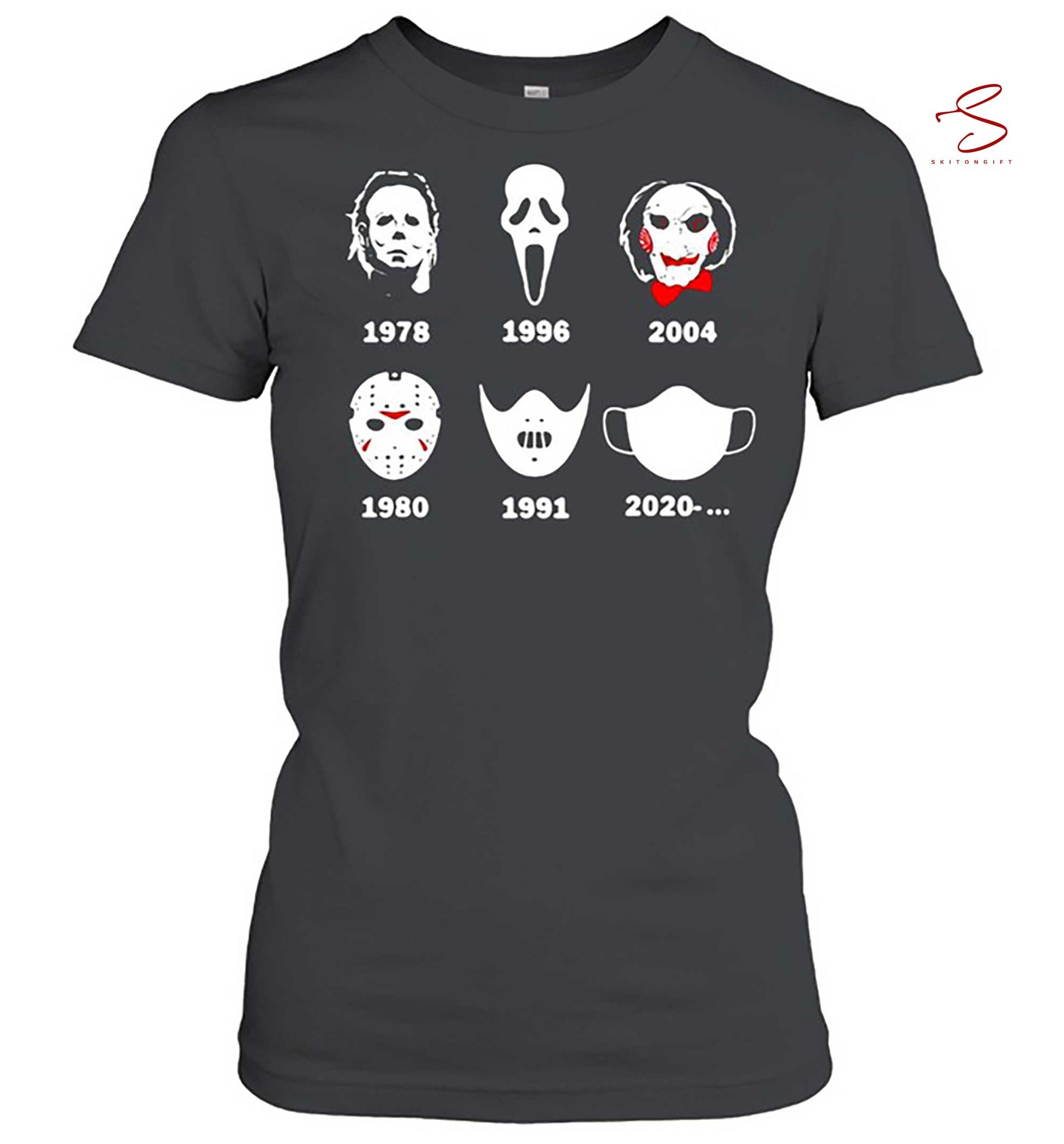 Skitongift A History Of Horror Masks Halloween Horror Characters T Shirt