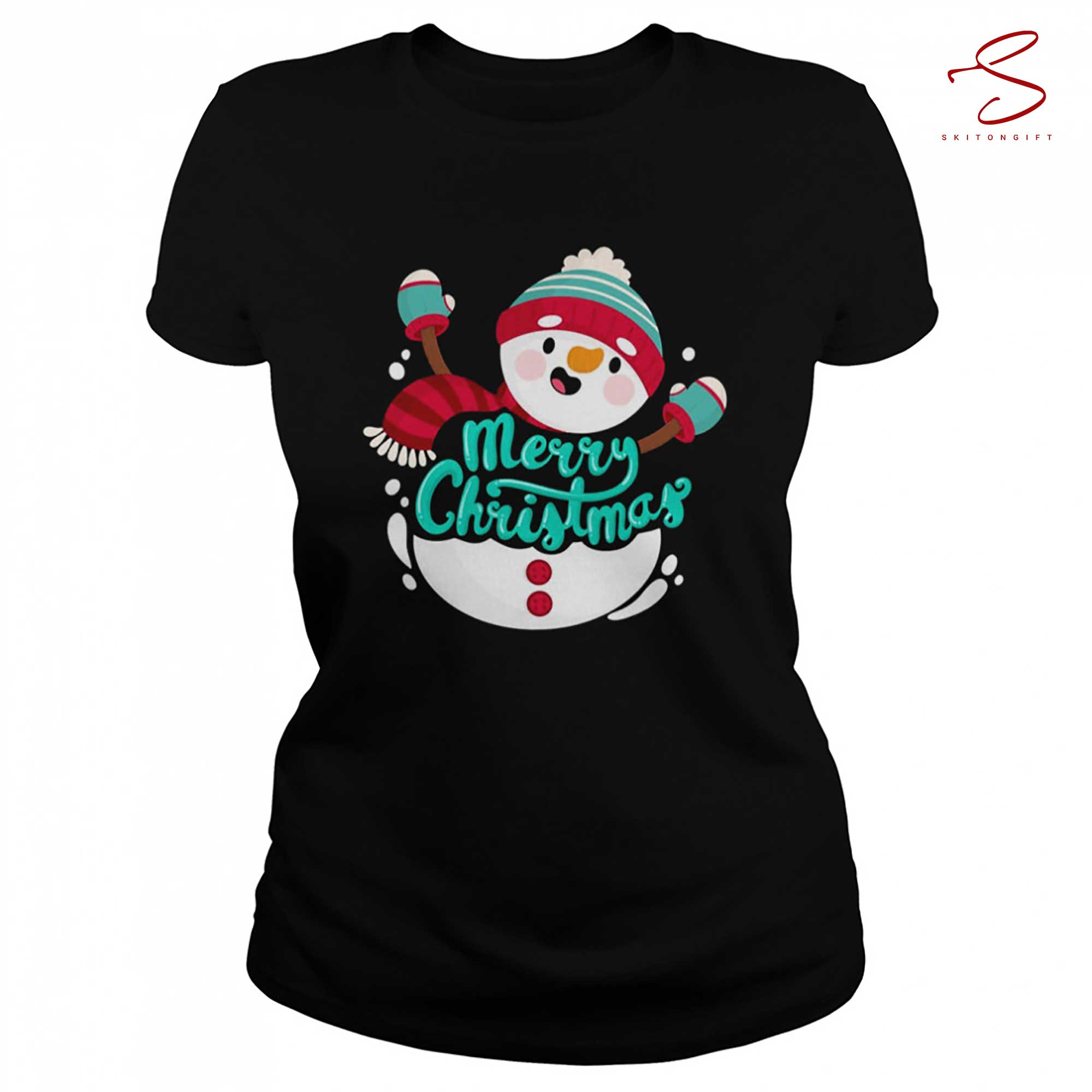 Skitongift Adorable Reindeer Snowman Christmas Shirt