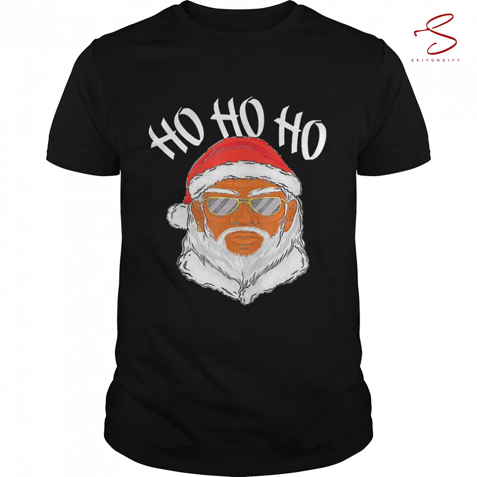 Skitongift African American Santa Christmas Ho Ho Ho Shirt