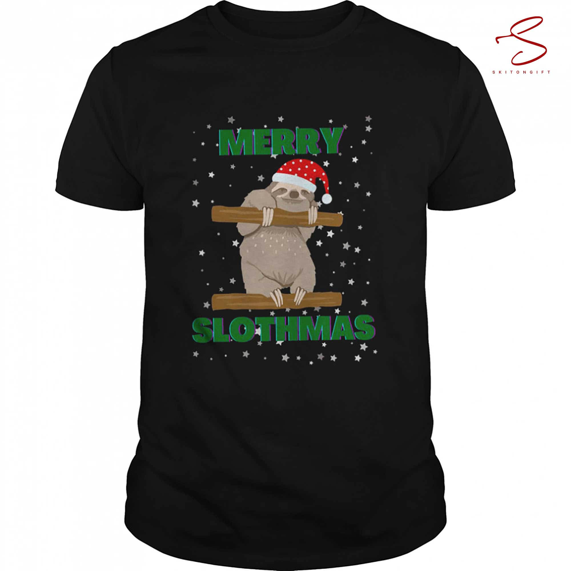 Skitongift Animated Sloth Art Merry Slothmas T Shirt