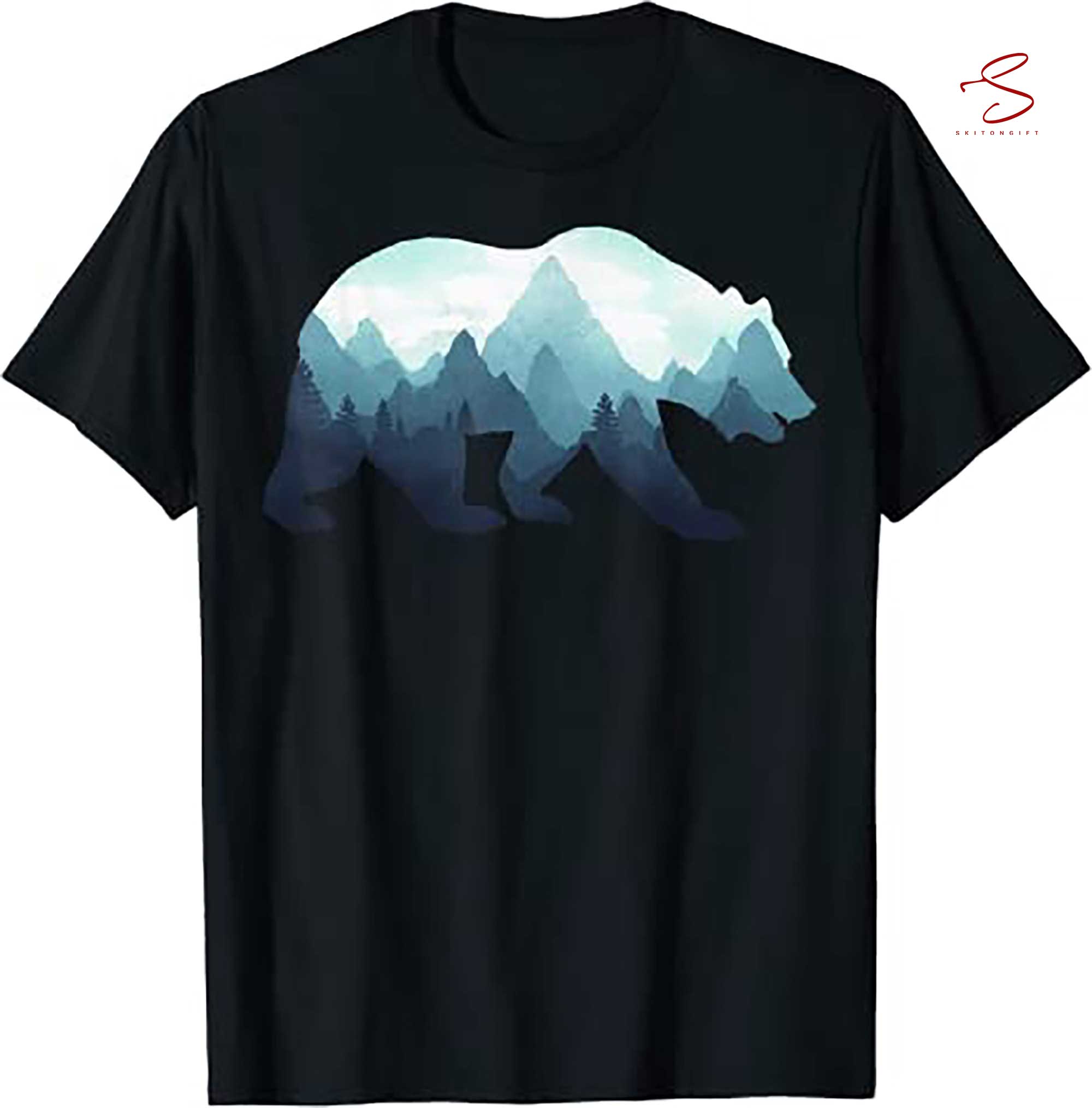 Skitongift Bear Double Exposure Surreal Wildlife T Shirt
