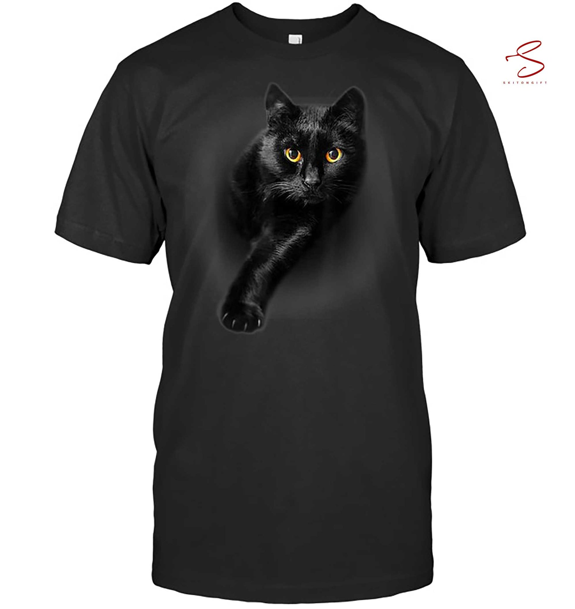 Skitongift Black Cat Yellow Eyes T Shirt Cats Tee Shirt Gifts Funny Shirts Long Sleeve Tee Hoody Hoodie Heavyweight Pullover Hoodies Sweater