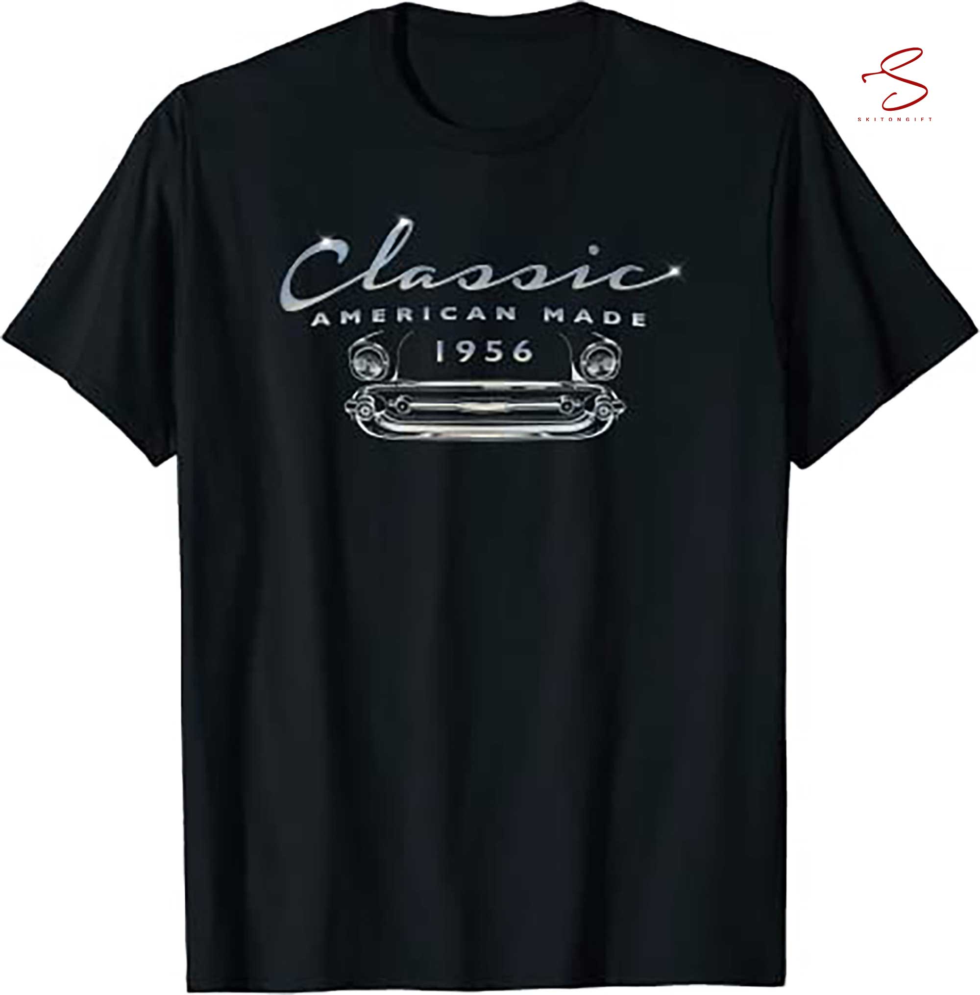 Skitongift Born In 1956 Vintage Birthday Classic Car Antique Auto T Shirt