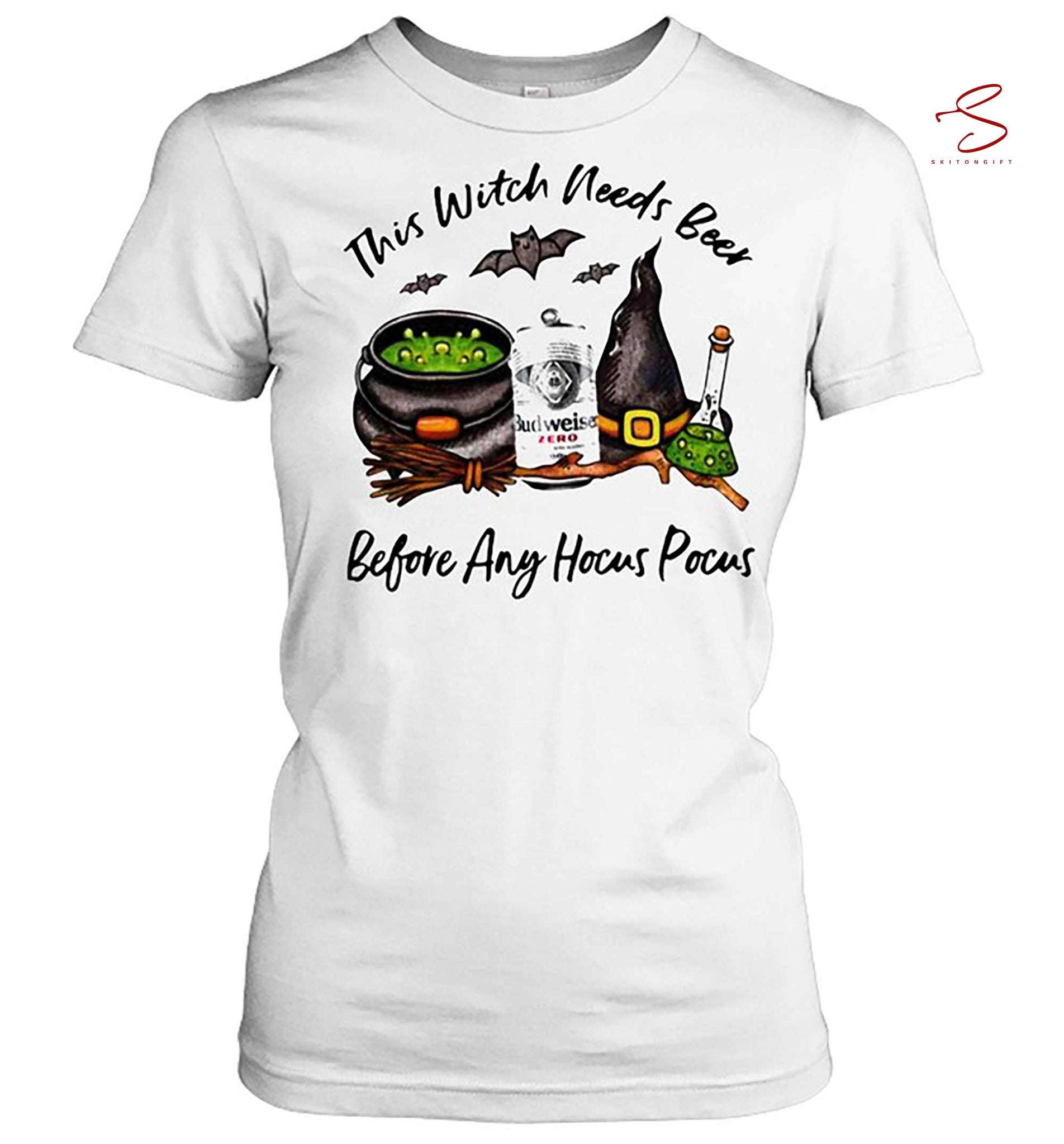 Skitongift Budweiser Zero Can This Witch Needs Beer Before Any Hocus Pocus Halloween T Shirt