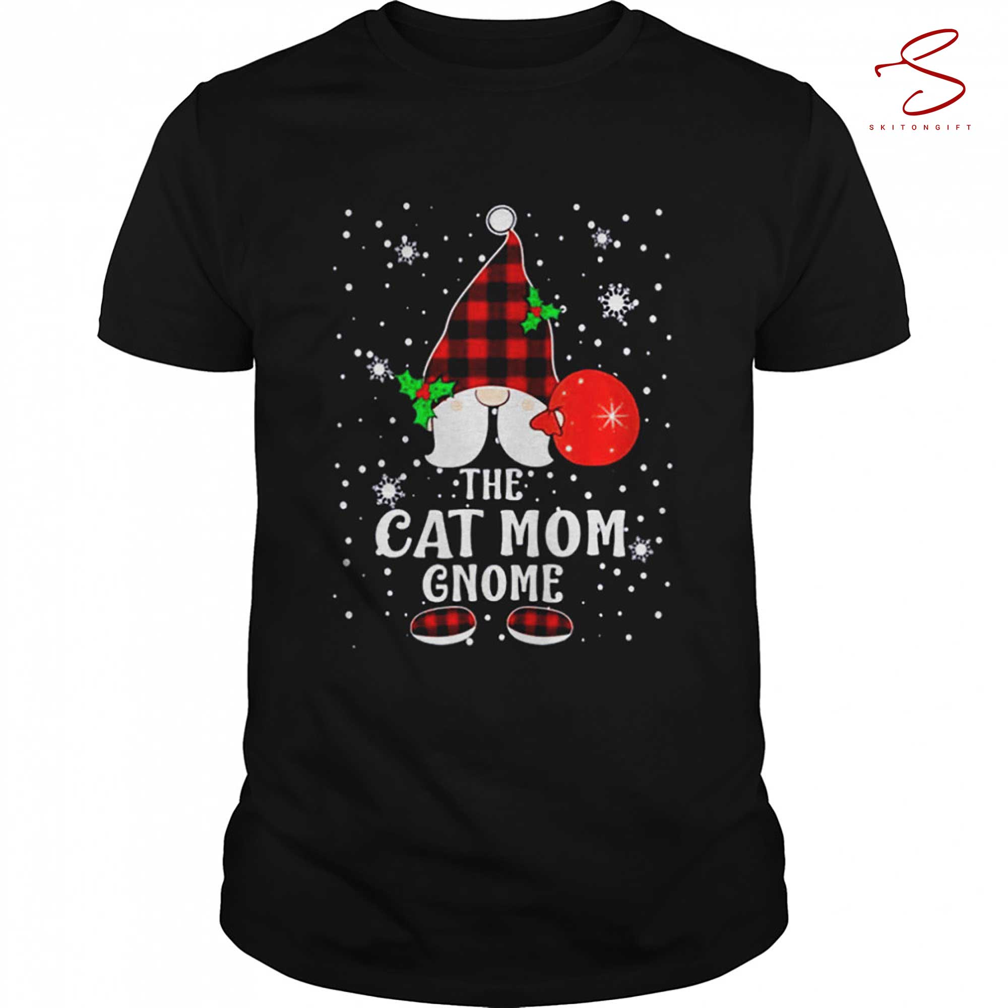 Skitongift Cat Mom Gnome Matching Family Christmas T Shirt