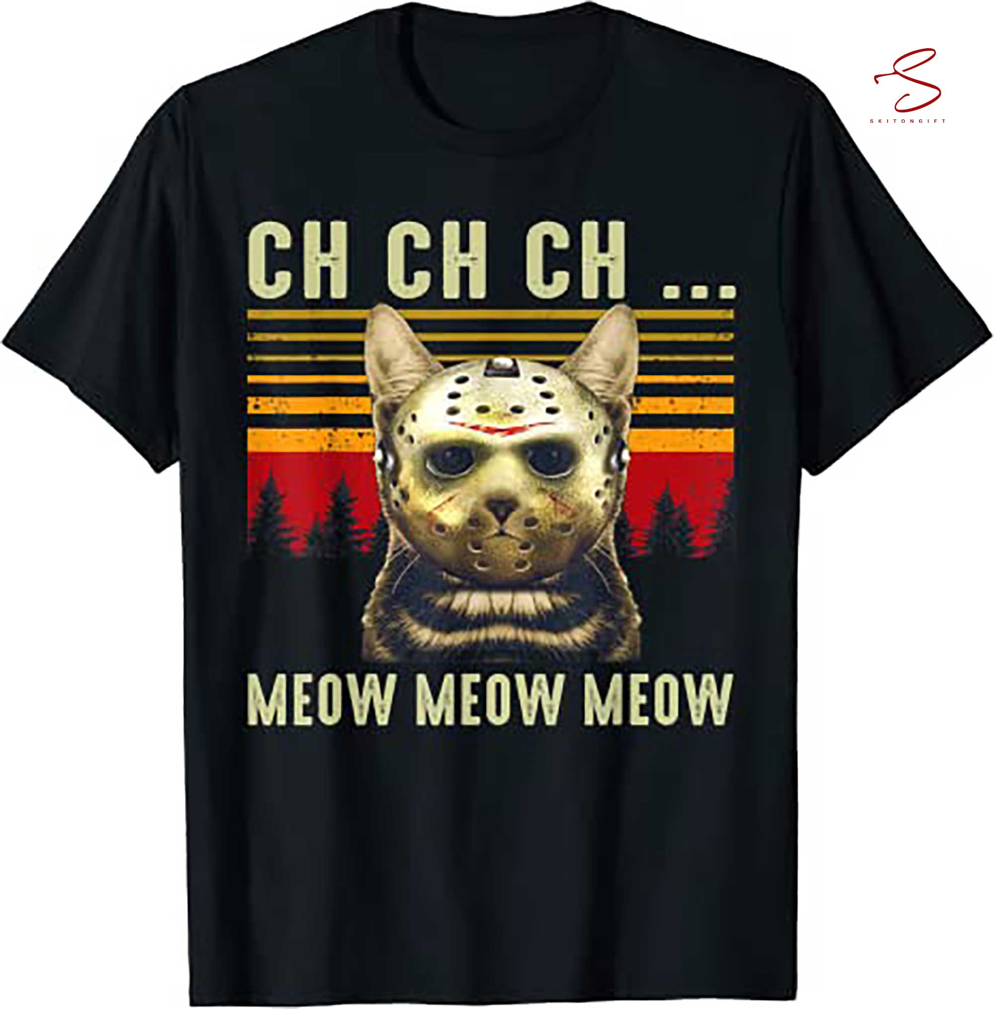 Skitongift Ch Ch Ch Meow Meow Scary Friday Costume Halloween Cat T Shirt