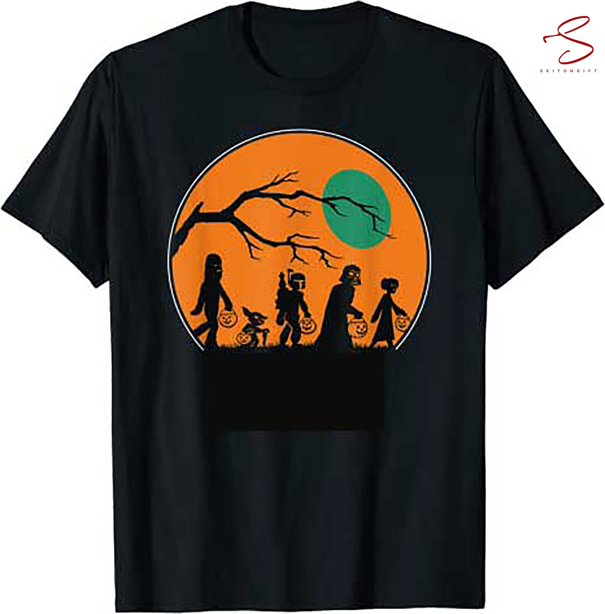 Skitongift Characters Trick Or Treat Halloween T Shirt Black