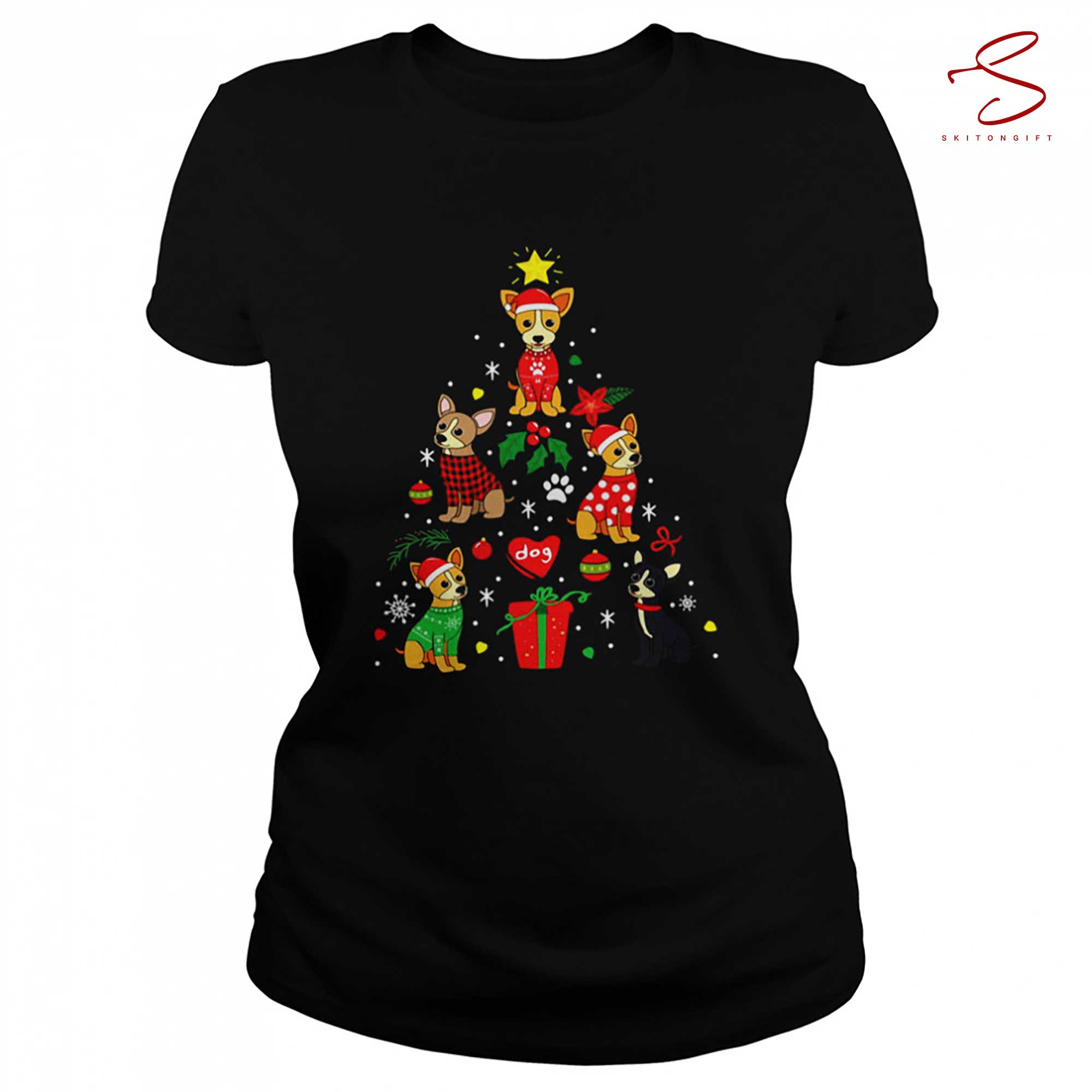 Skitongift Chihuahua Christmas Tree Christmas Design Xmas Shirt